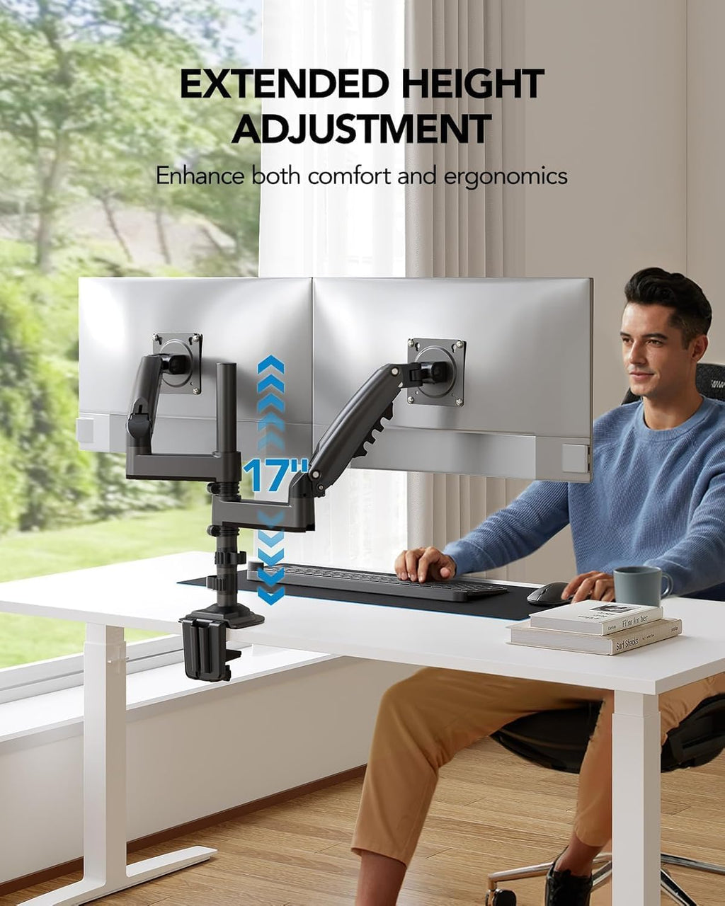 HUANUO Dual Monitor Stand, NITROGLIDE™ Dual Monitor Mount