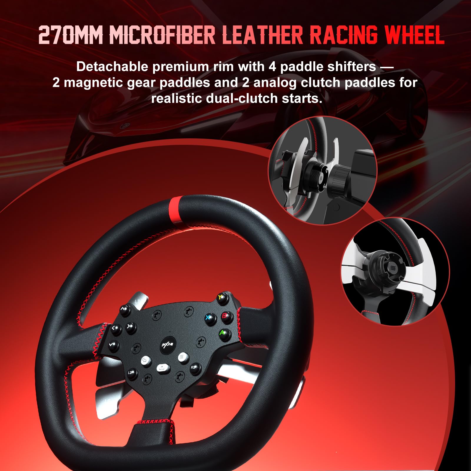 PXN V10 Ultra Direct Drive Racing Wheel, 3.2Nm Force Feedback