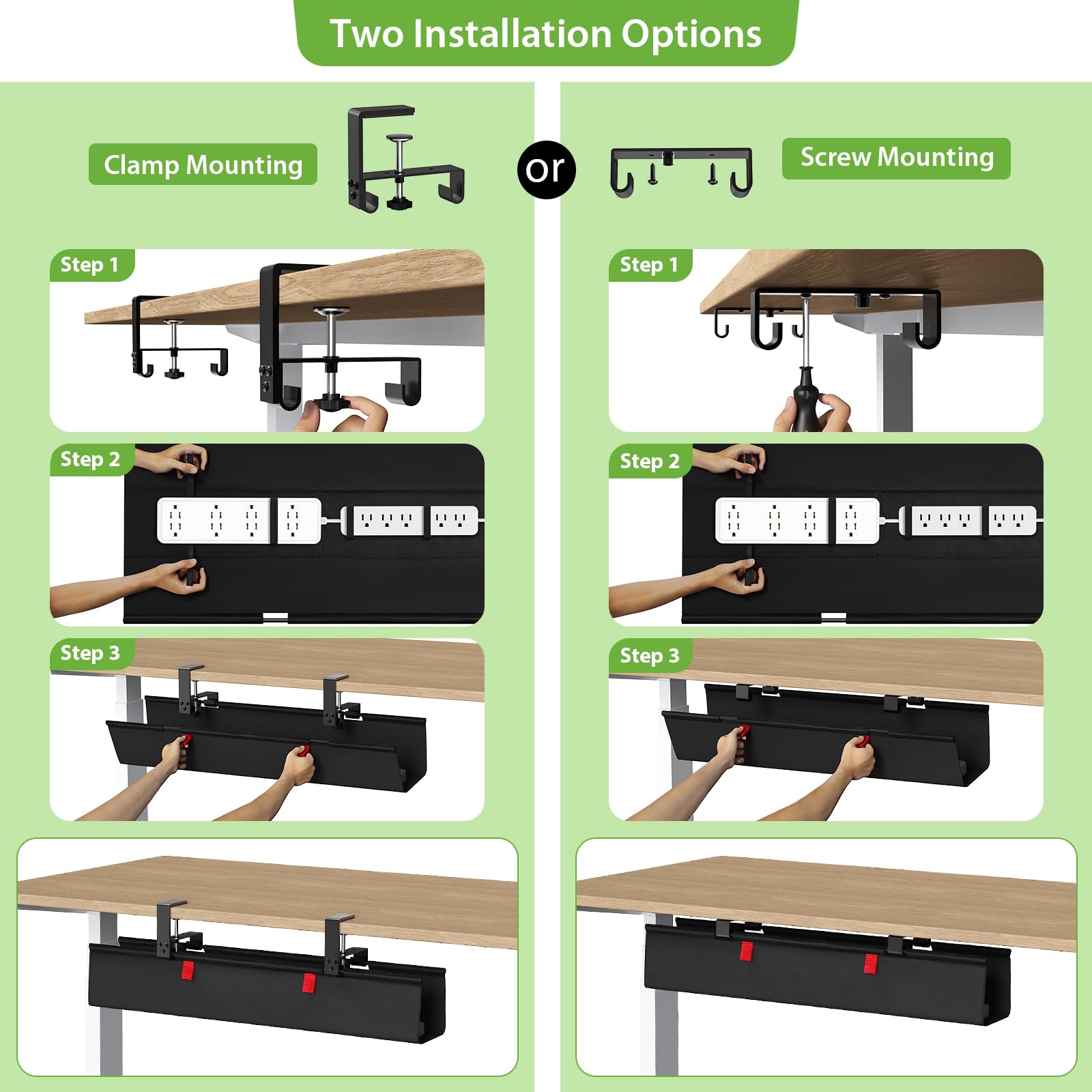 KEEGH Under Desk Cable Management Tray 48inch