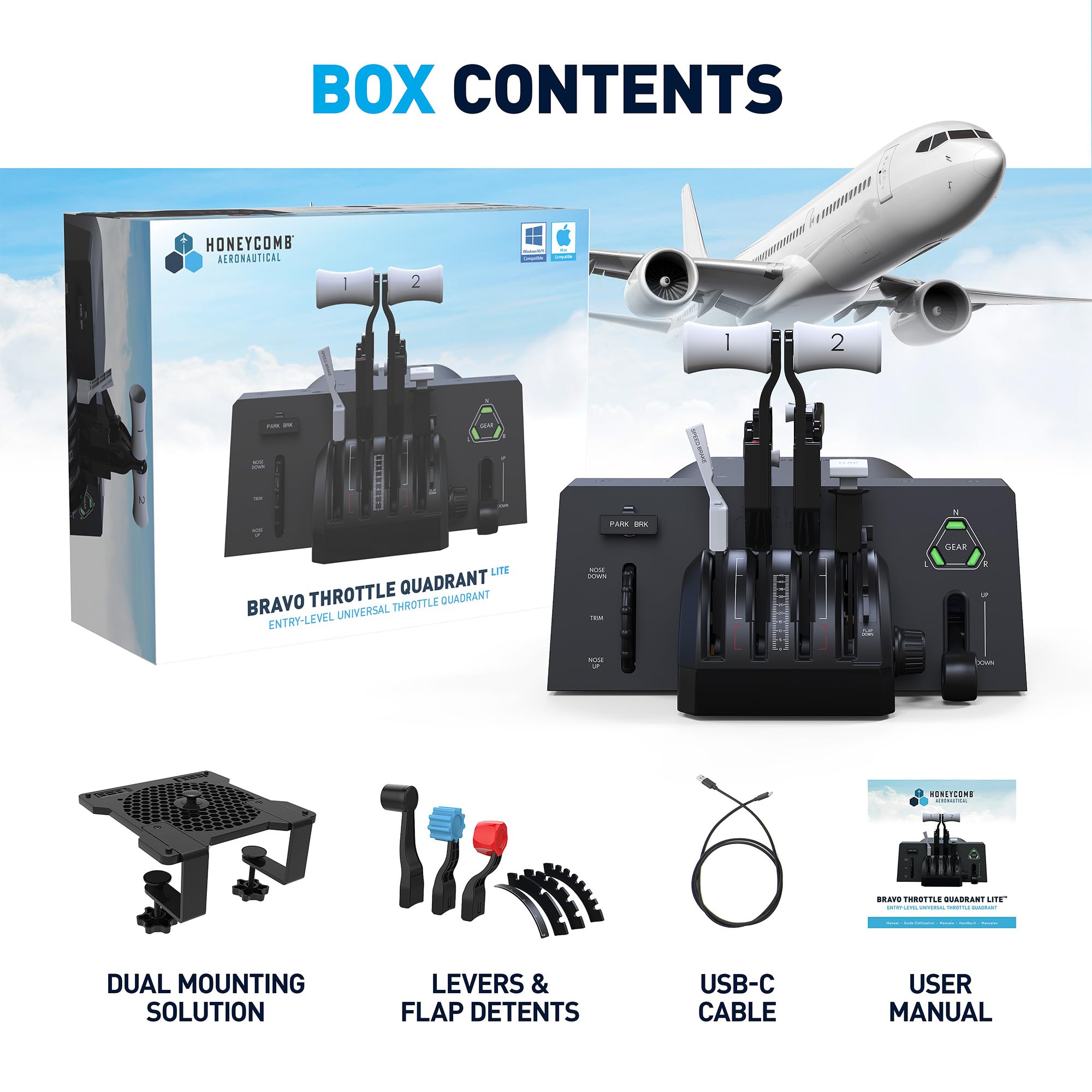 Compact Flight Throttle Quadrant with Trim Wheel Controls