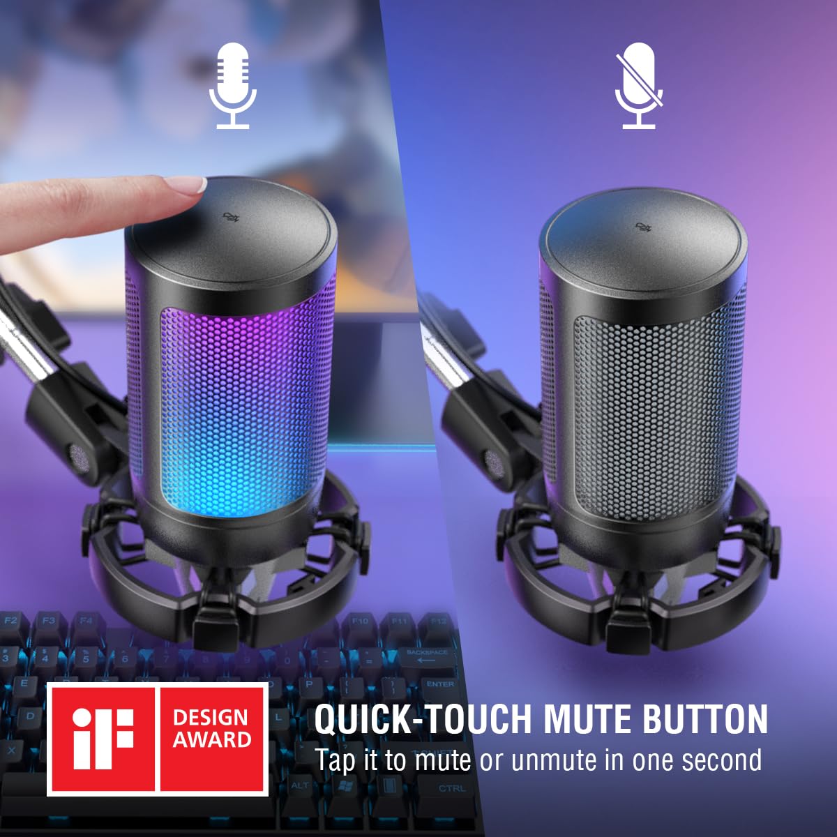 USB Condenser Gaming Microphone with Boom Arm and Pop Filter