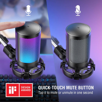 USB Condenser Gaming Microphone with Boom Arm and Pop Filter