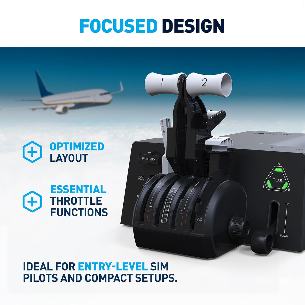 Compact Flight Throttle Quadrant with Trim Wheel Controls