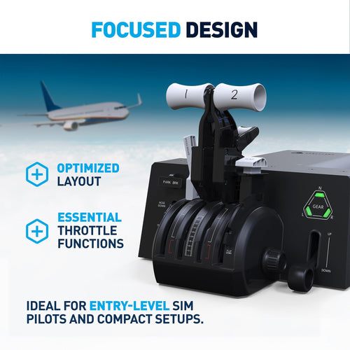 Compact Flight Throttle Quadrant with Trim Wheel Controls