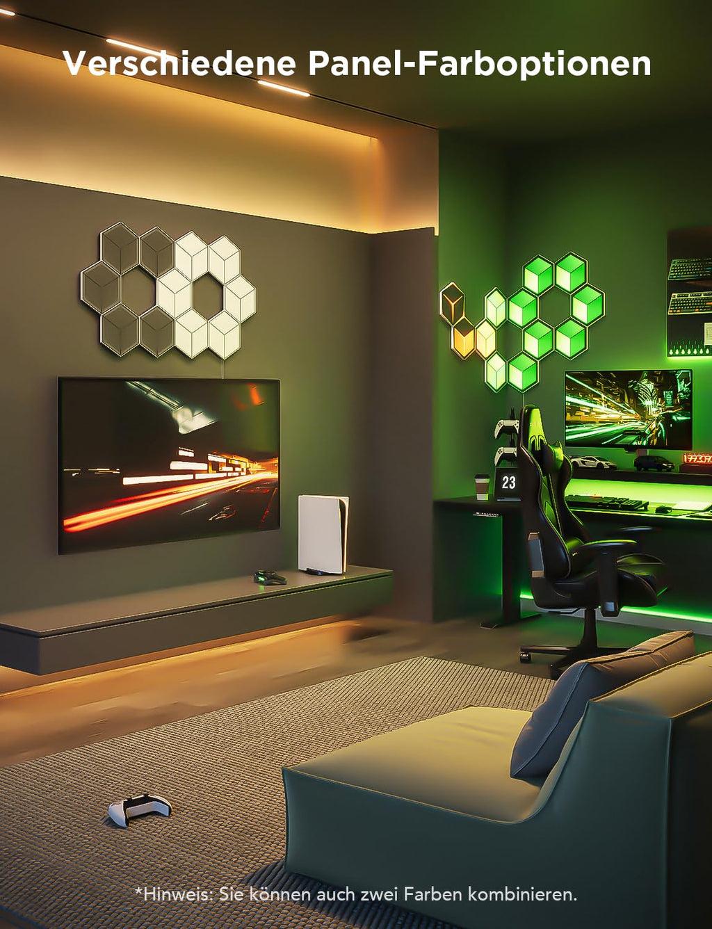 RGBIC Gaming Wall Light Panels with DIY Lighting Effects