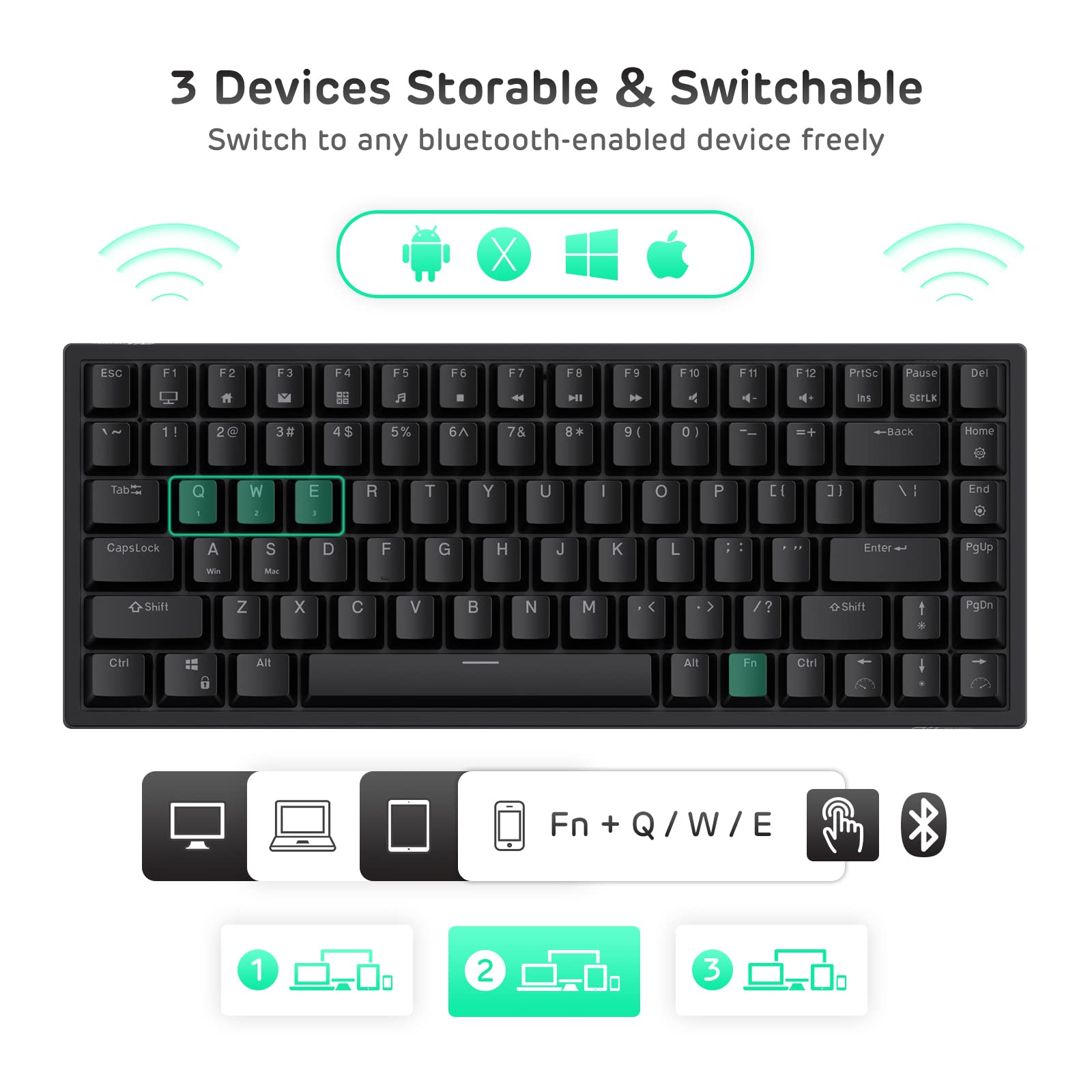 RK ROYAL KLUDGE Wireless Mechanical Keyboard RK84