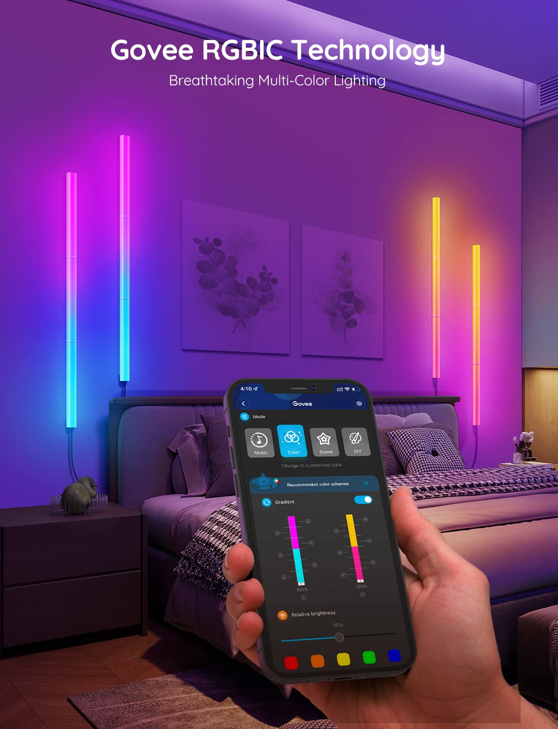 Smart RGBIC Wall Light Bars with Custom Gaming Effects