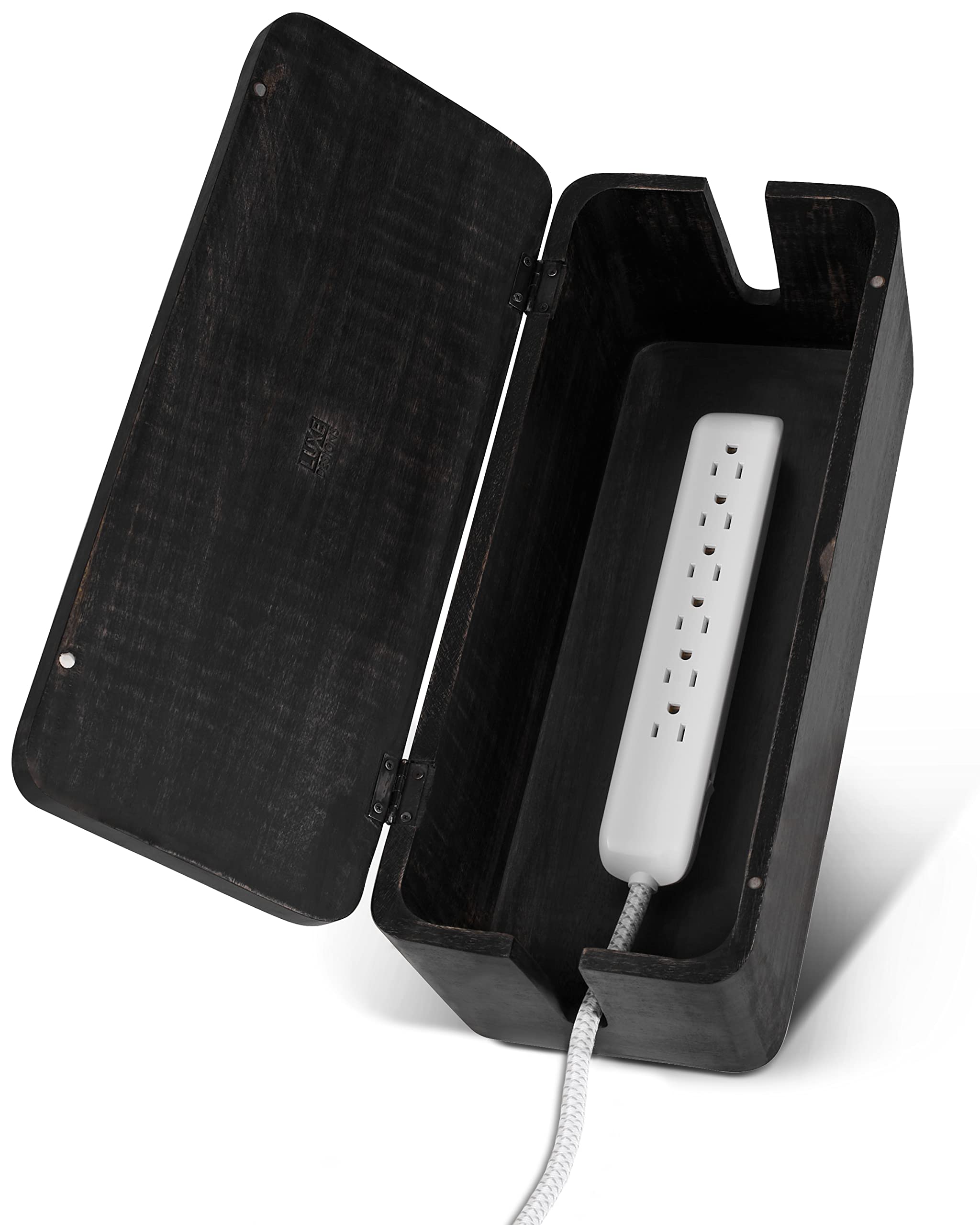 Wood Cable Management Box with Desk Wire Organizer