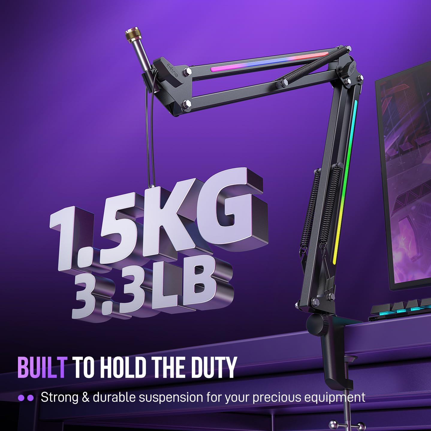 RGB Adjustable Microphone Boom Arm for Streaming and Gaming
