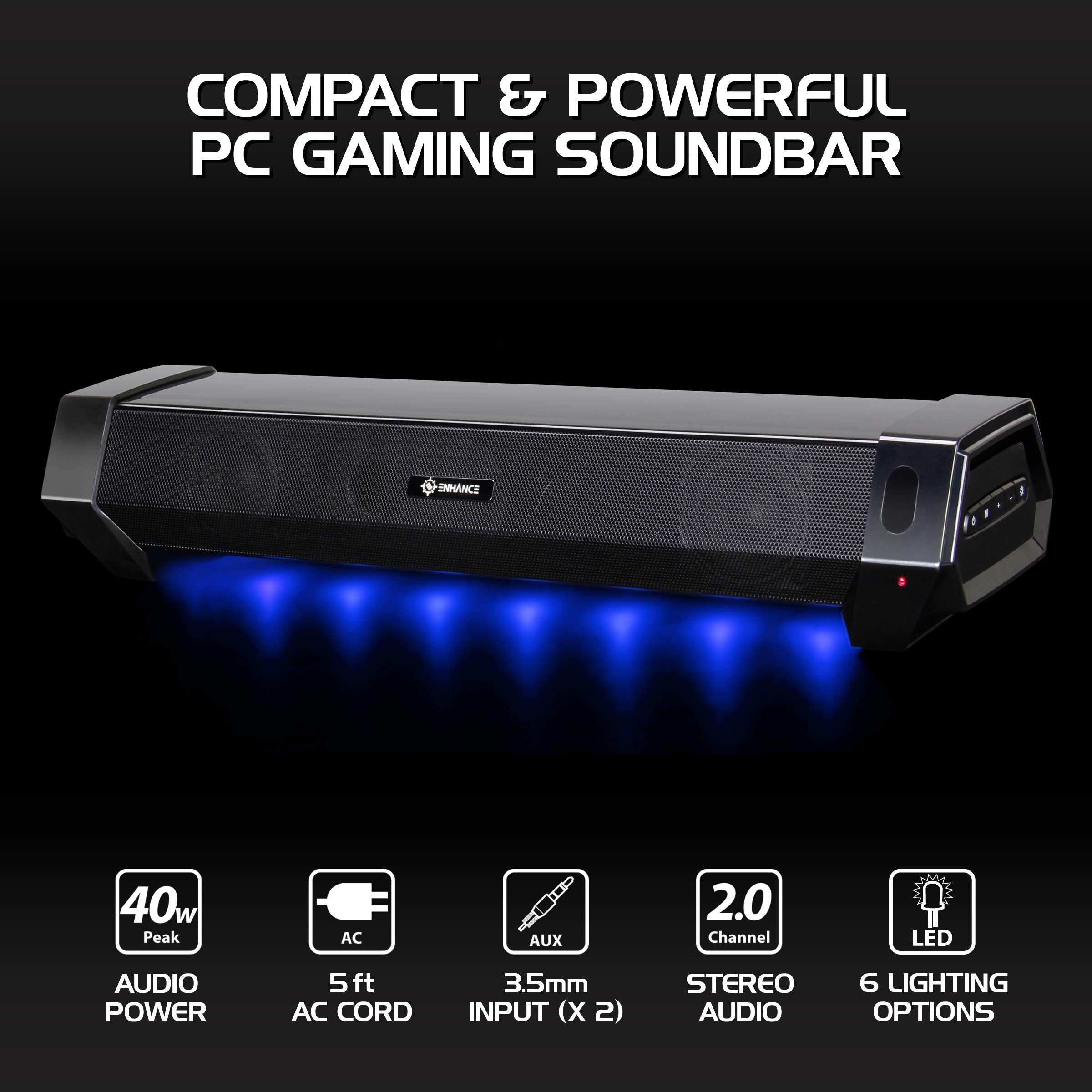 40W RGB Gaming Soundbar Speaker with Hi-Fi Audio