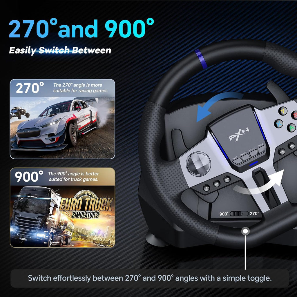 PXN V9 GEN2 Gaming Steering Wheel for PC, Xbox & PS4