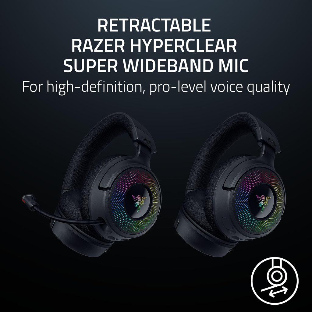 Wireless Gaming Headset with RGB Lighting and Wideband Mic