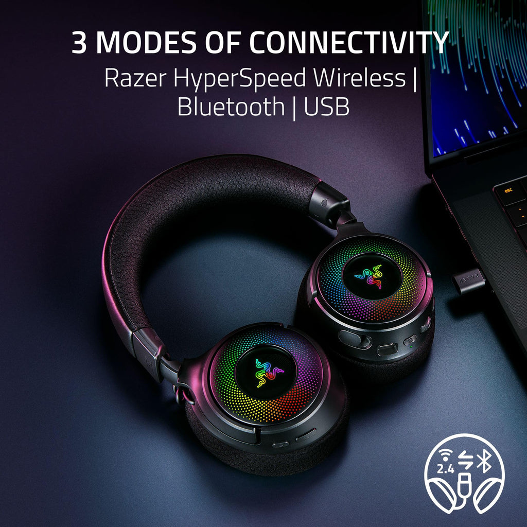 Wireless Gaming Headset with RGB Lighting and Wideband Mic