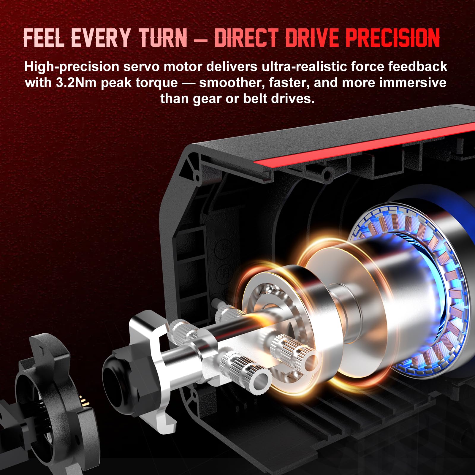 PXN V10 Ultra Direct Drive Racing Wheel, 3.2Nm Force Feedback