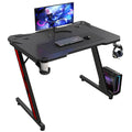 Carbon Fiber Gaming Desk with Cup Holder and Headphone Hook