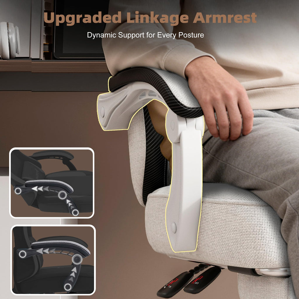 Fabric Reclining Gaming Chair with Footrest and Lumbar Support