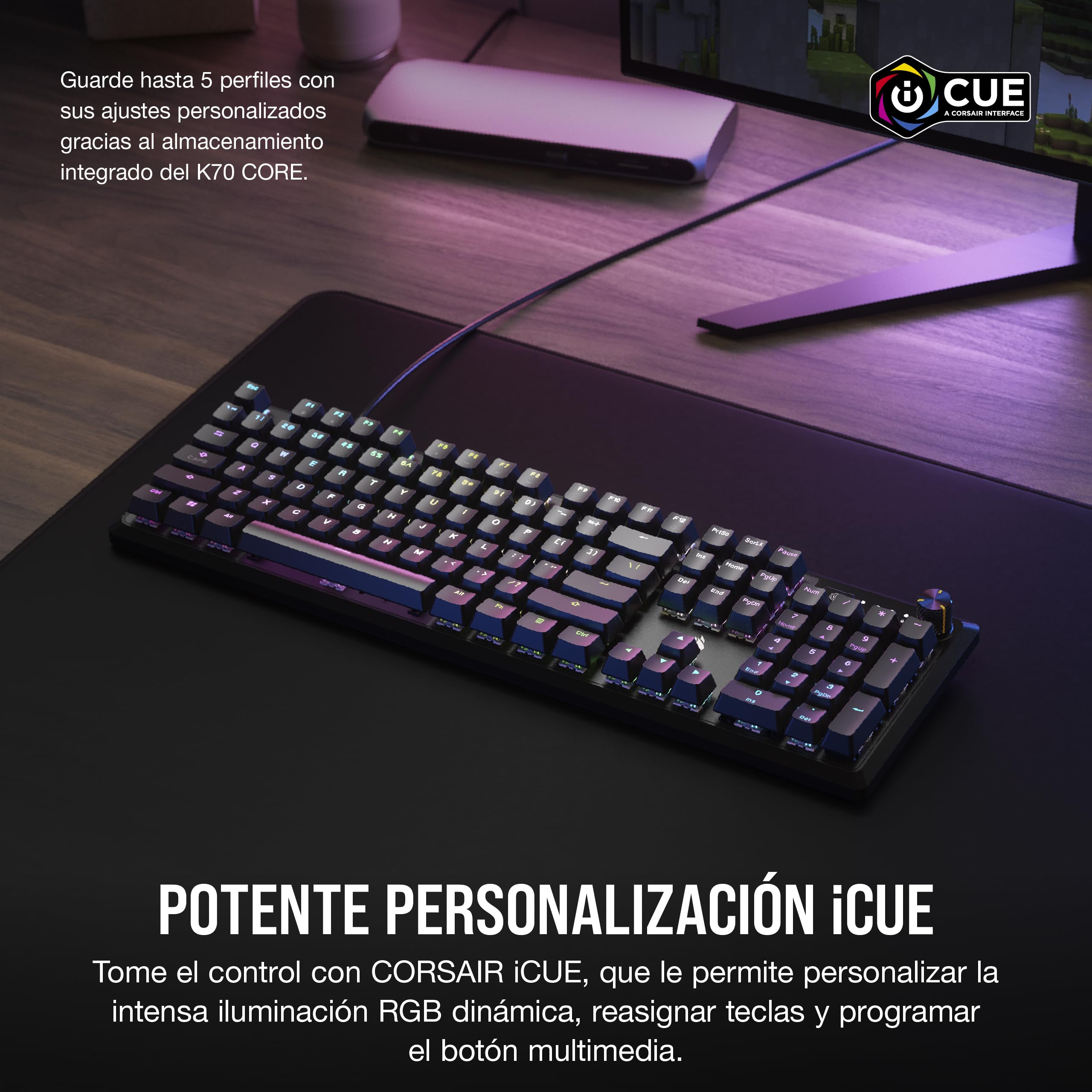 Quiet RGB Mechanical Gaming Keyboard with Rotary Dial