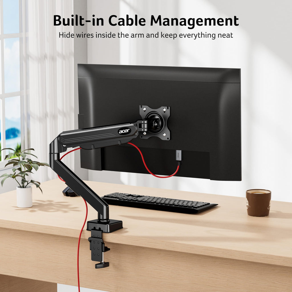 Single Monitor Arm Mount with Gas Spring Height Adjustment