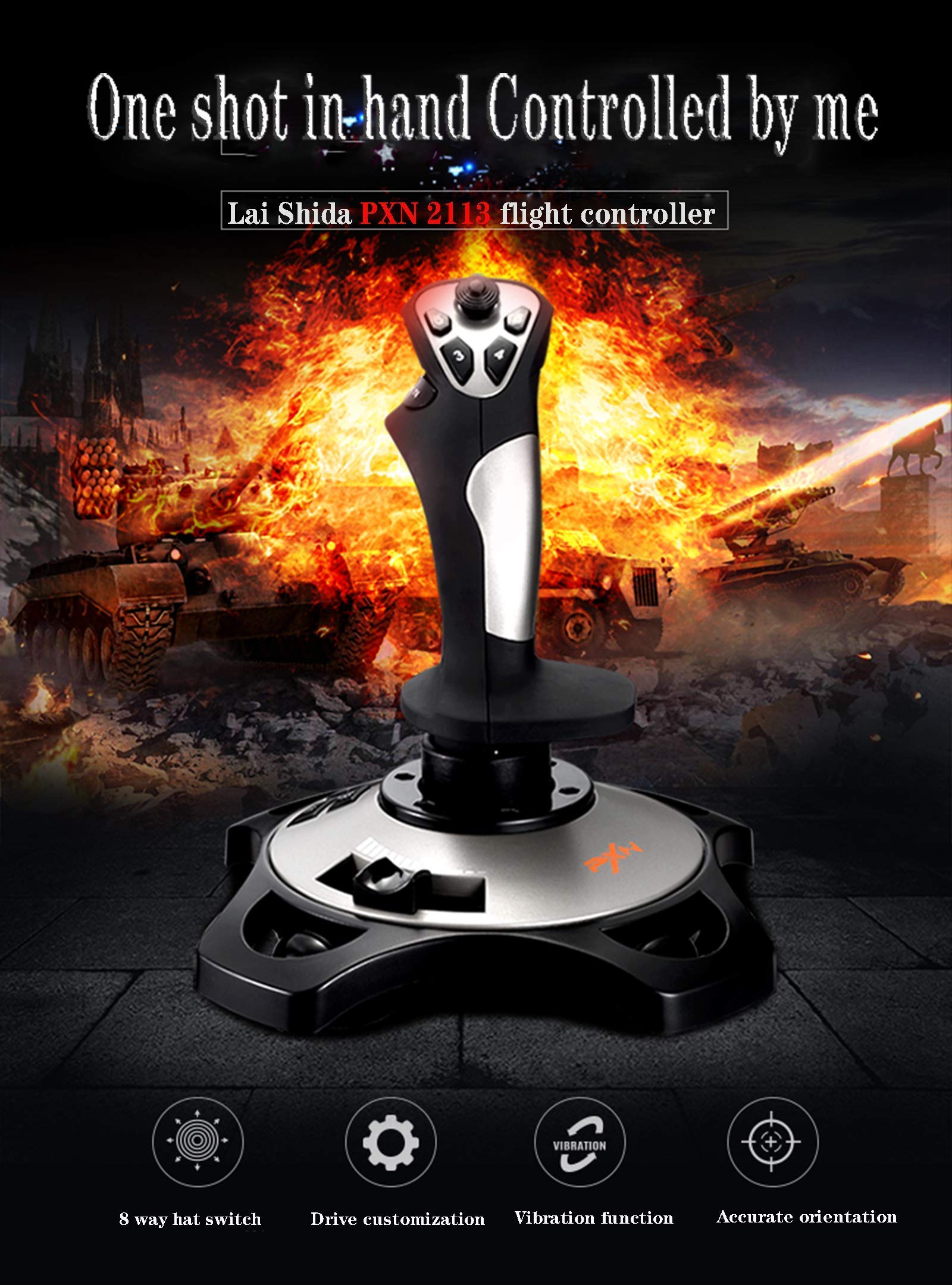 PC Flight Joystick with Throttle Control and Vibration