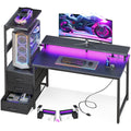 RGB Gaming Desk with USB Charging and Storage Shelves
