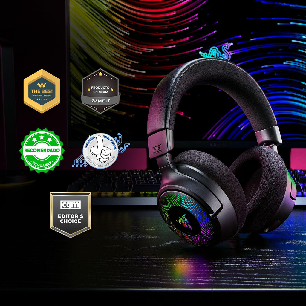 Wireless Gaming Headset with RGB Lighting and Wideband Mic
