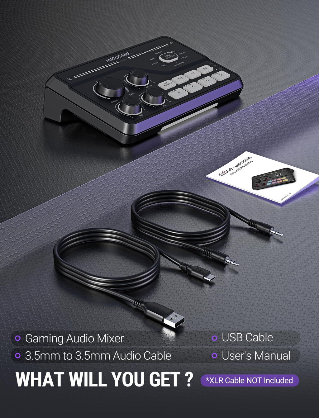 RGB Gaming Audio Mixer with Voice Control and XLR Support