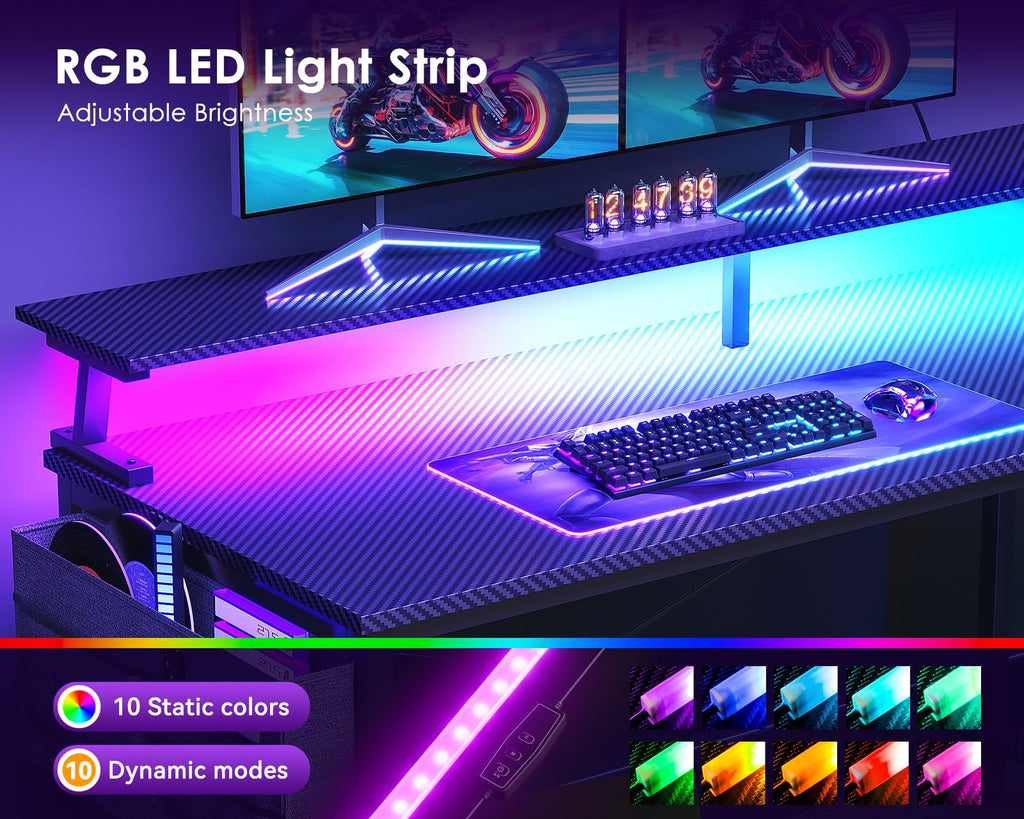 ODK Small L Shaped Desk-USB Port & LED Lights