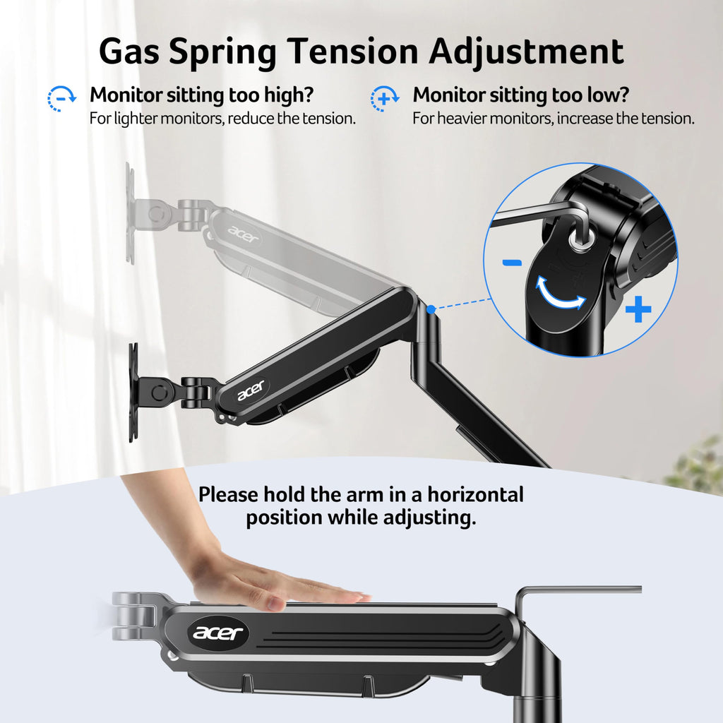Single Monitor Arm Mount with Gas Spring Height Adjustment