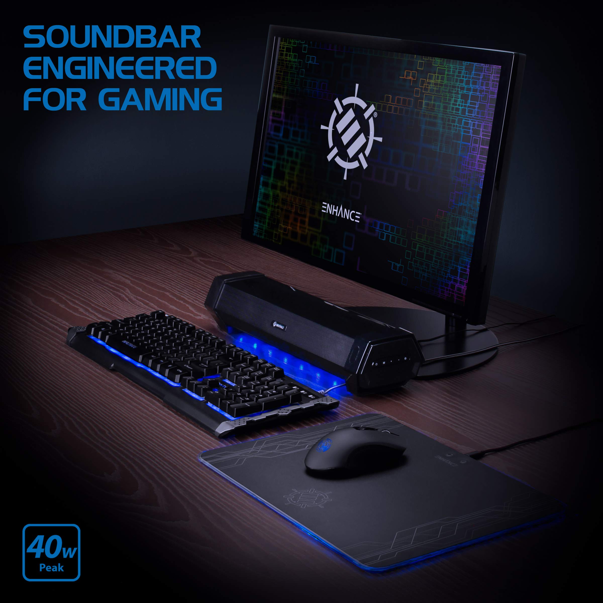 40W RGB Gaming Soundbar Speaker with Hi-Fi Audio