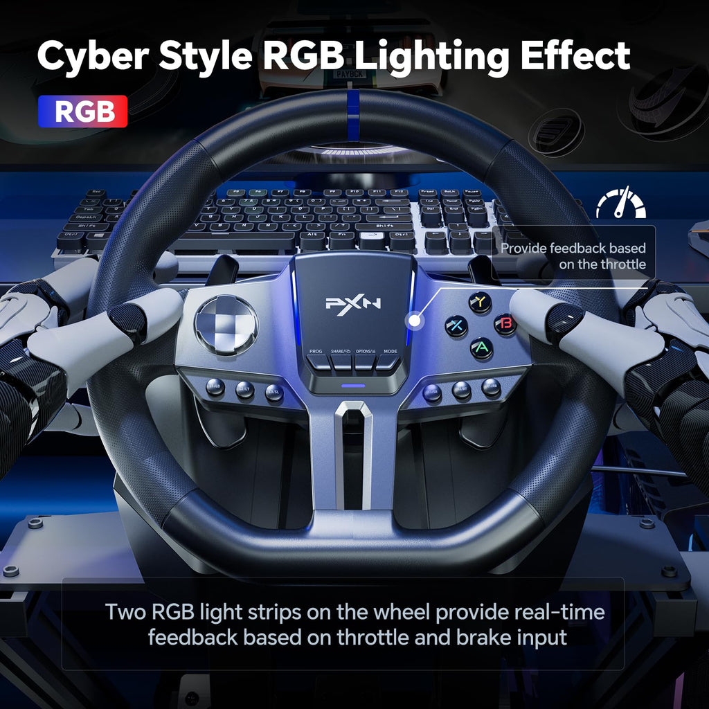 PXN V9 GEN2 Gaming Steering Wheel for PC, Xbox & PS4