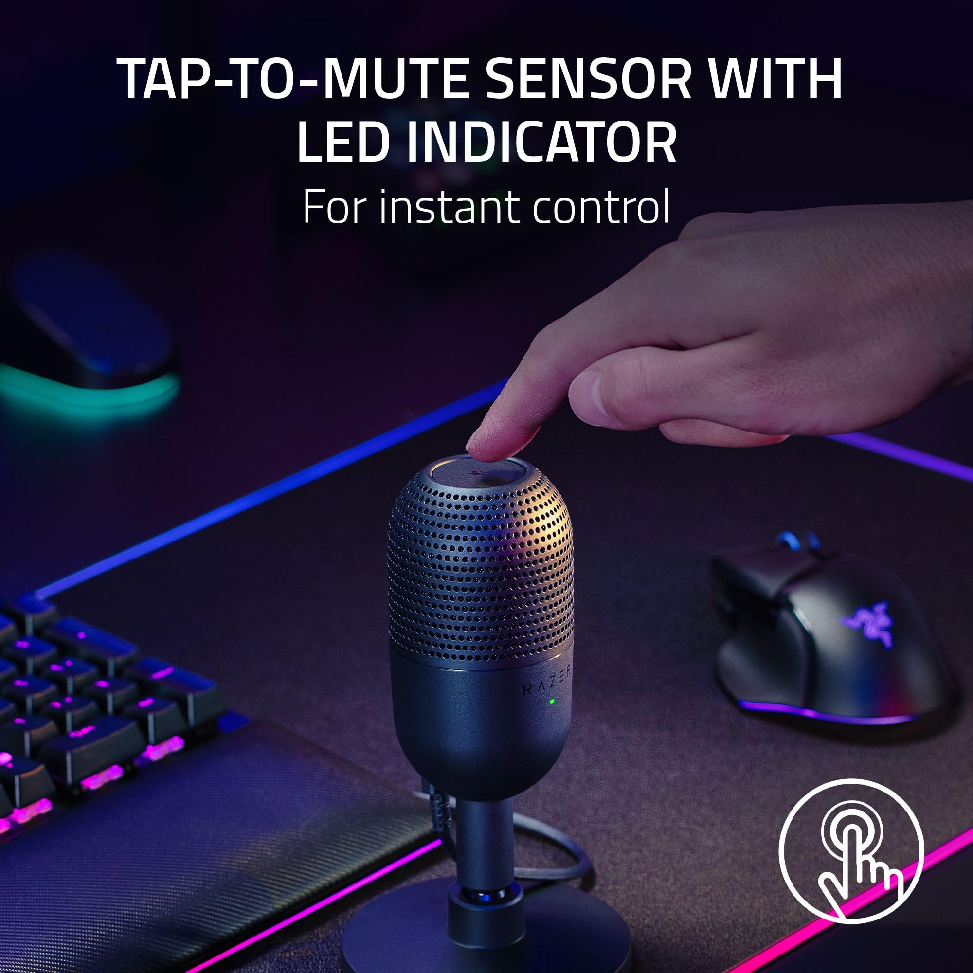 USB Condenser Microphone with Supercardioid Pickup and Mute Sensor