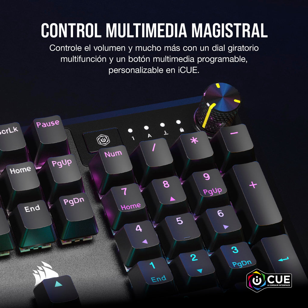 Quiet RGB Mechanical Gaming Keyboard with Rotary Dial