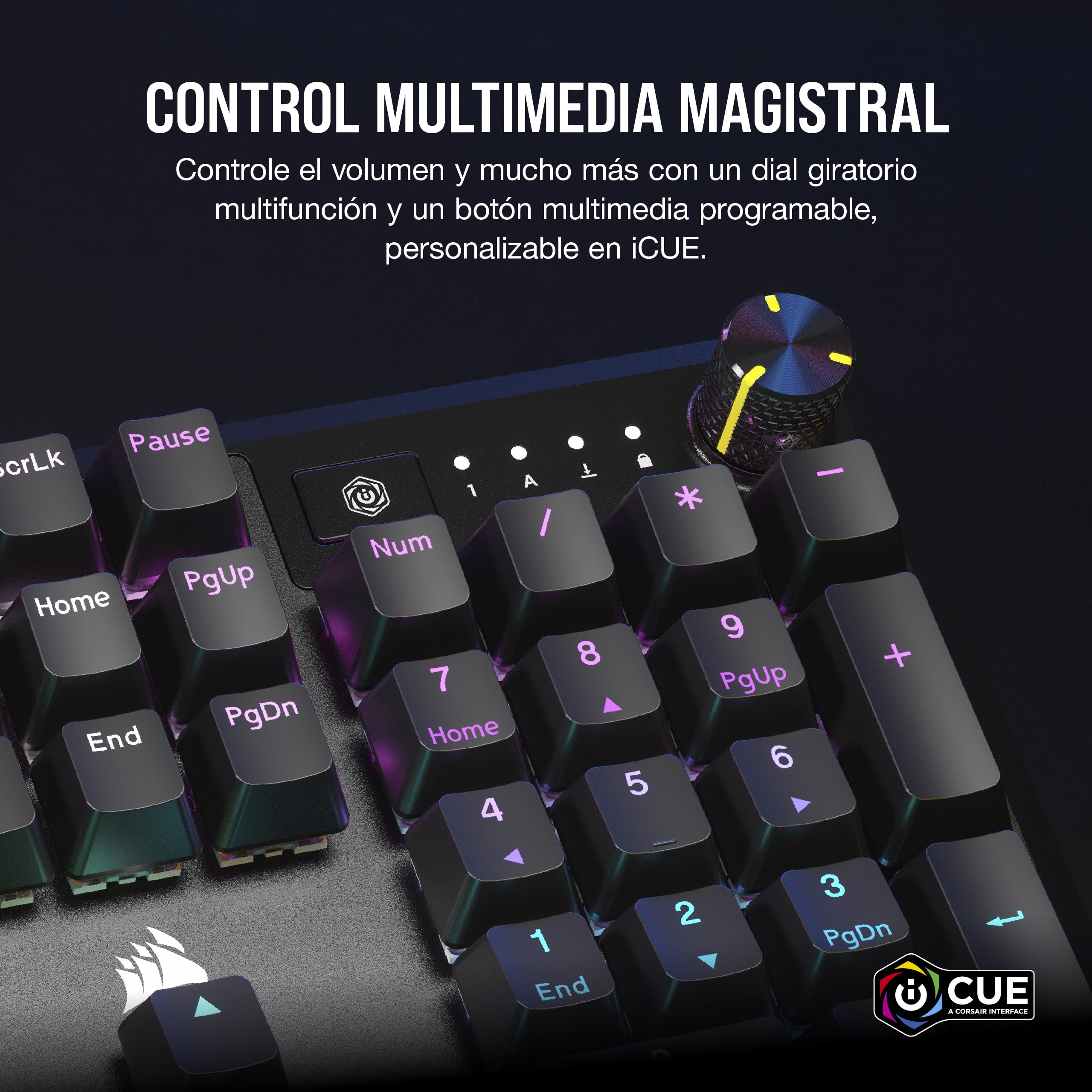 Quiet RGB Mechanical Gaming Keyboard with Rotary Dial