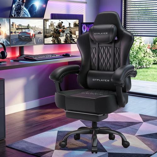 Big and Tall Gaming Chair with Footrest and Ergonomic Support