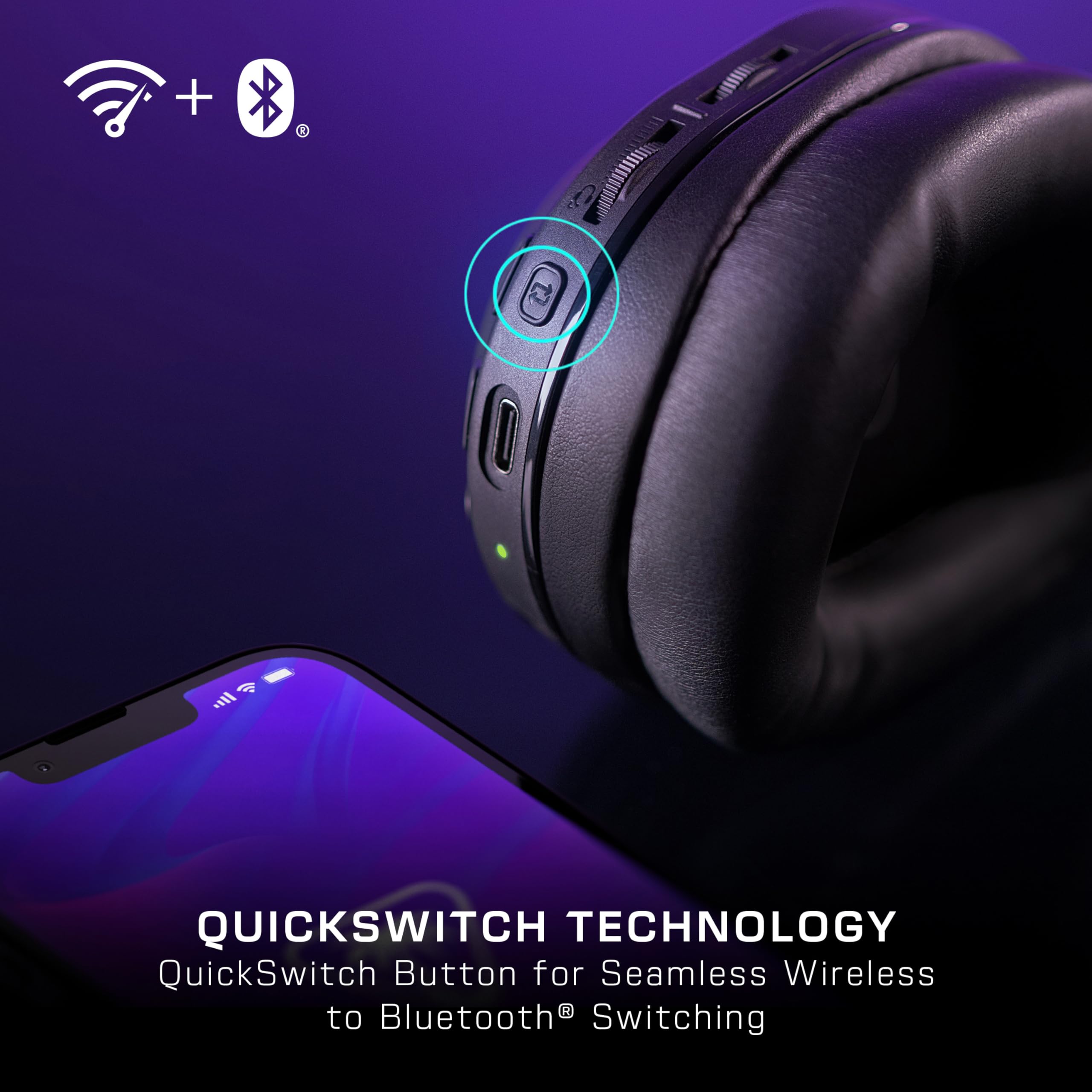 Wireless Gaming Headset with 80H Battery and Noise-Canceling Mic