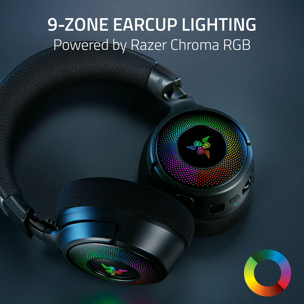 Wireless Gaming Headset with RGB Lighting and Wideband Mic