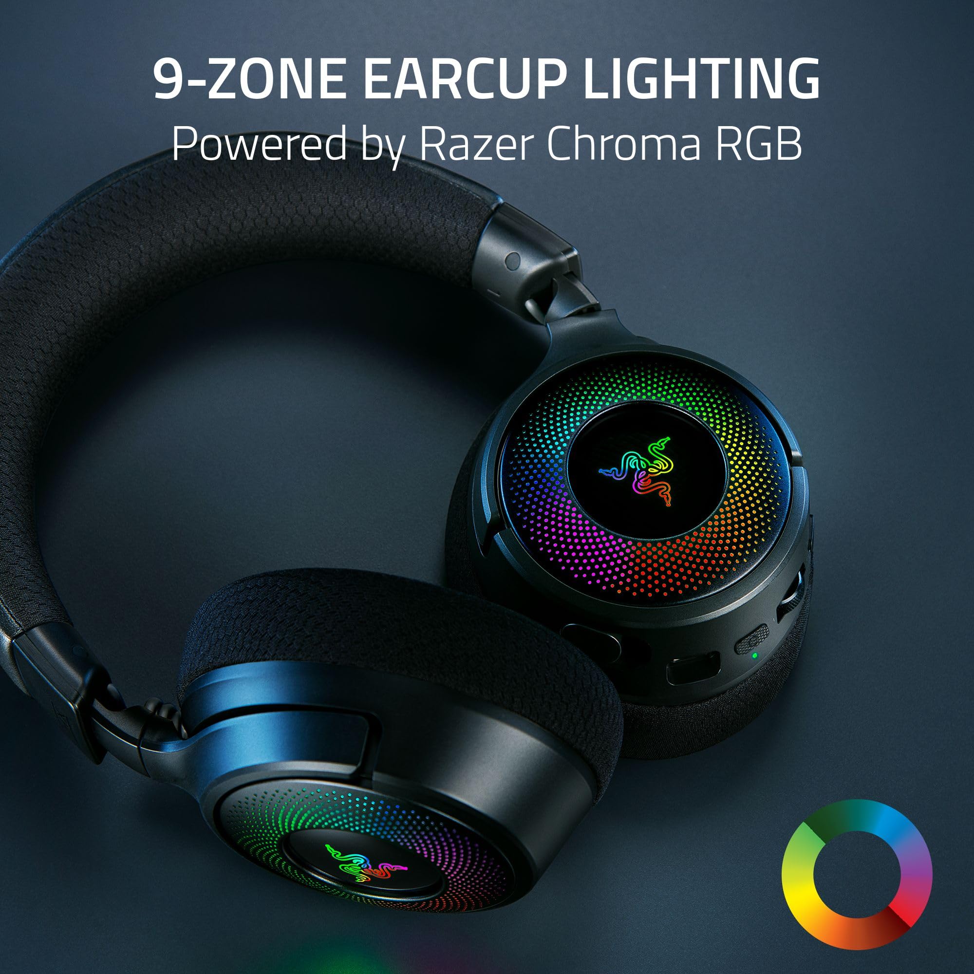 Wireless Gaming Headset with RGB Lighting and Wideband Mic
