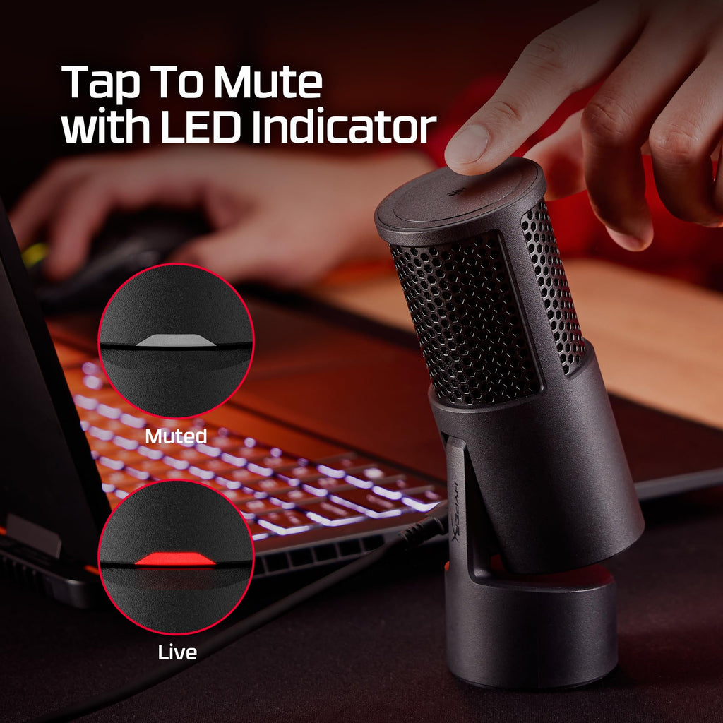 USB Condenser Gaming Microphone with Built-In Pop Filter