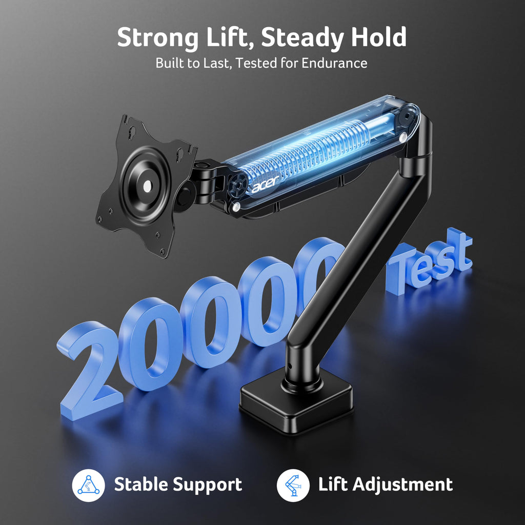 Single Monitor Arm Mount with Gas Spring Height Adjustment